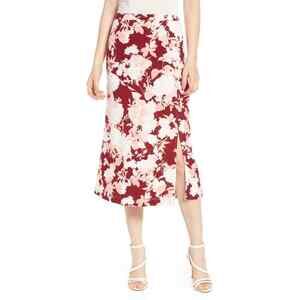 Chelsea28 Midi Skirt In Red Rumba Floral Print Size XS $109